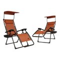 Snow Joe Bliss Hammocks Set of 2 Gravity Free Chairs w Canopy, Drink Tray, and Pillow GFC-026-2TC
